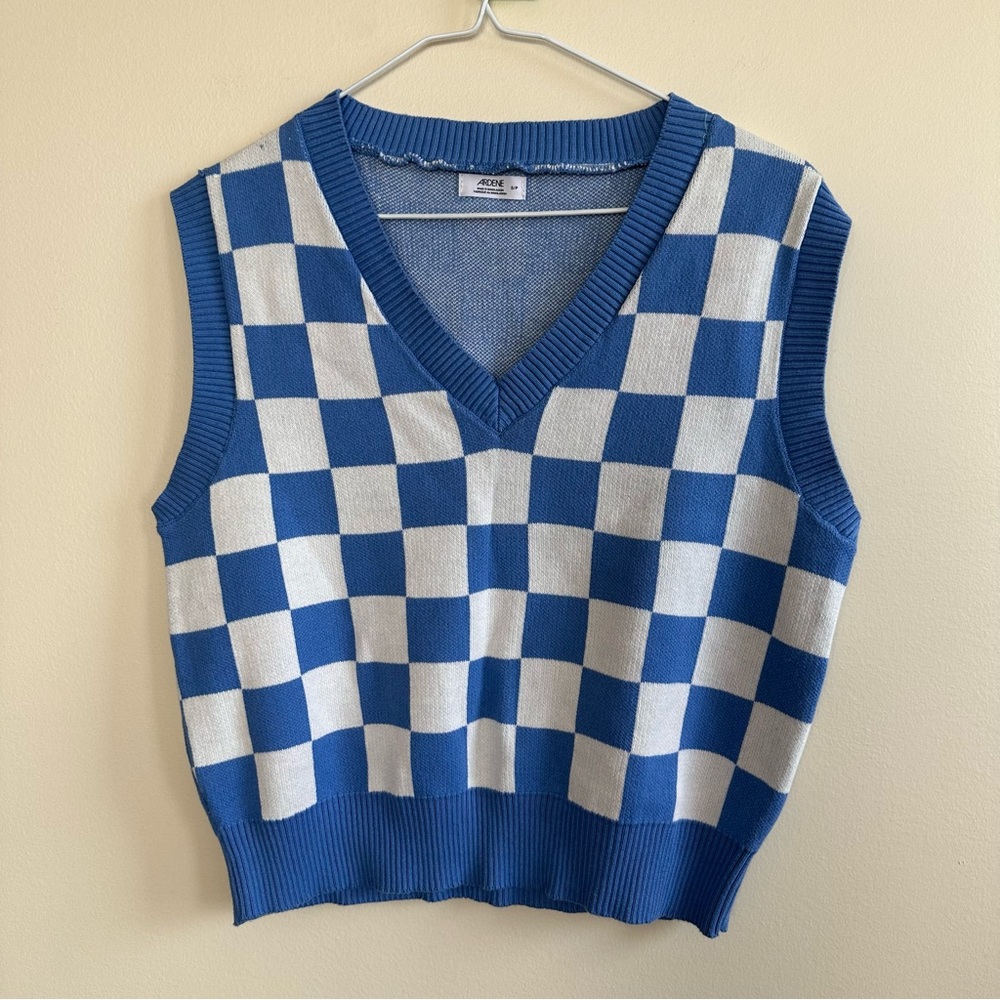 Ardene Blue Checkered Sweater Vest